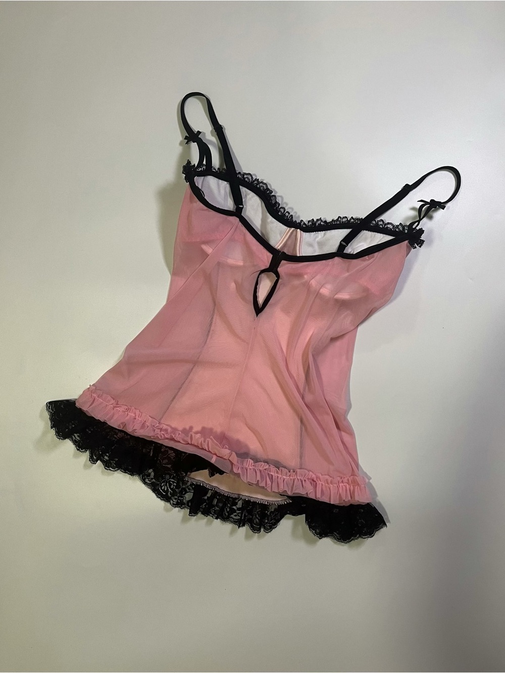 y2k pink coquette black lace bustier - Picture 3 of 3